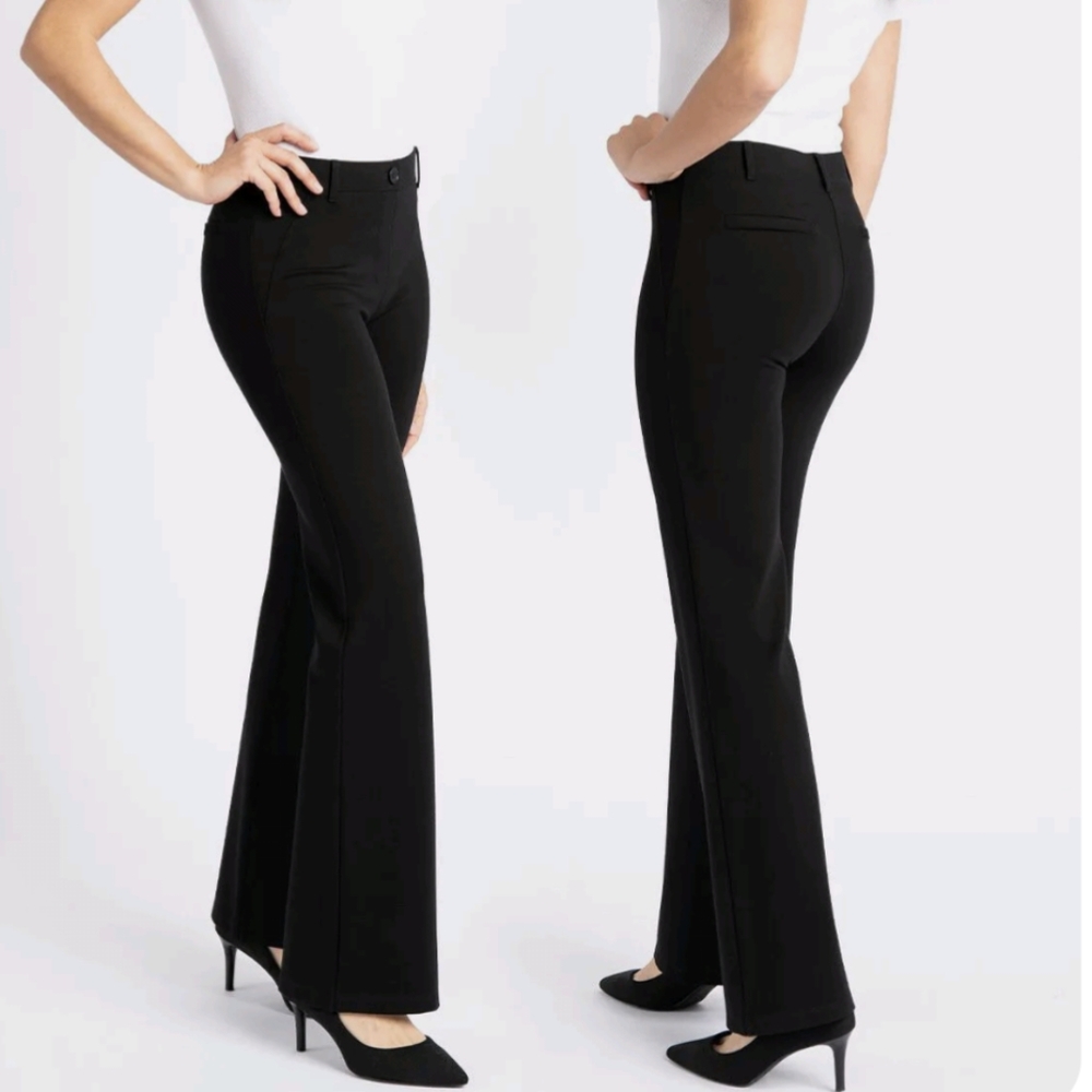 Betabrand Classic Dress Yoga Bootcut Pull On Black Pants Size Medium EUC